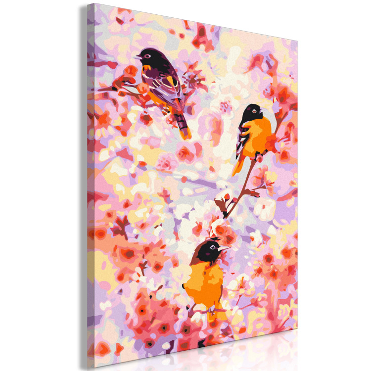 Peinture par numéros Little Cuties - Funny Titmouse Jumping on Branches Among Flowers 144616 additionalImage 7