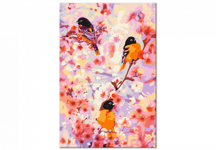 Peinture par numéros Little Cuties - Funny Titmouse Jumping on Branches Among Flowers 144616 additionalImage 4