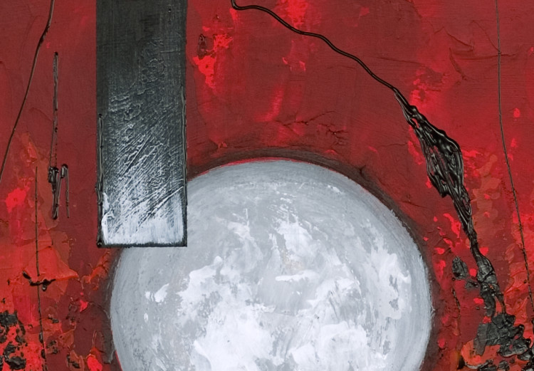 Tableau déco Feu et glace II (1 pièce) - abstraction avec sphère et taches rouges 48066 additionalImage 2