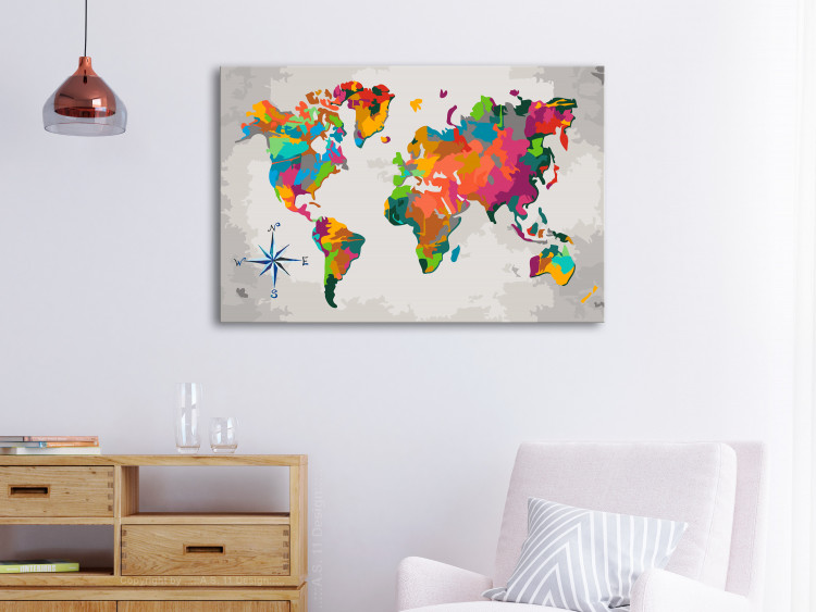 Kit de peinture par numéros Carte du monde (avec rose des vents) 107486 additionalImage 2