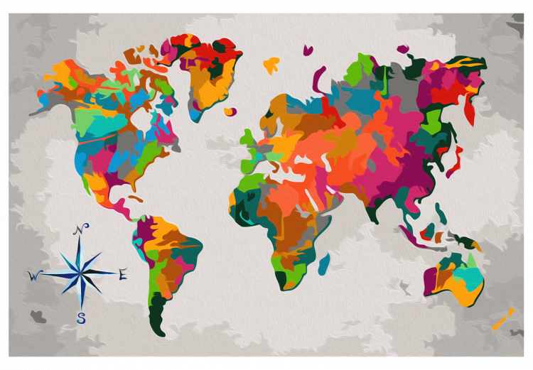Kit de peinture par numéros Carte du monde (avec rose des vents) 107486 additionalImage 7