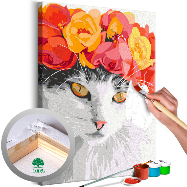 Tableau peinture par numéros Flowery Cat 135996