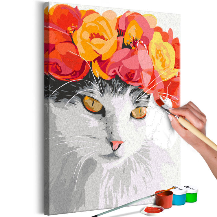 Tableau peinture par numéros Flowery Cat 135996 additionalImage 5
