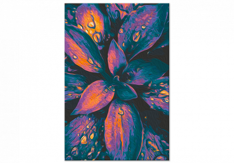 Kit de peinture par numéros Rainbow Leaves - Colorful Plant, Dark Colors, Water Drops 146207 additionalImage 4