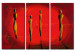 Cadre mural Abstraction en rouge (3 pièces) - Silhouettes et inscriptions 47017