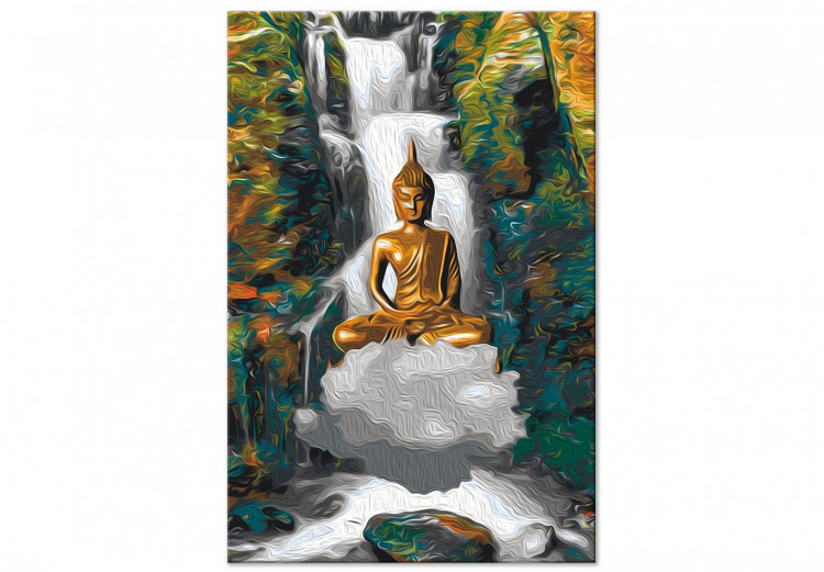 Tableau à peindre soi-même Levitating Buddha - Meditating Figure in Front of a Waterfall and a Forest 146537 additionalImage 3