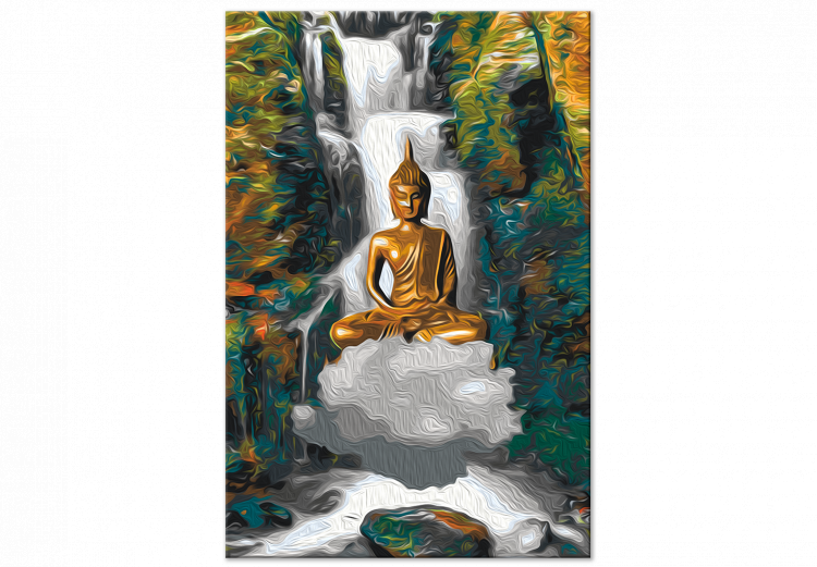 Tableau à peindre soi-même Levitating Buddha - Meditating Figure in Front of a Waterfall and a Forest 146537 additionalImage 4