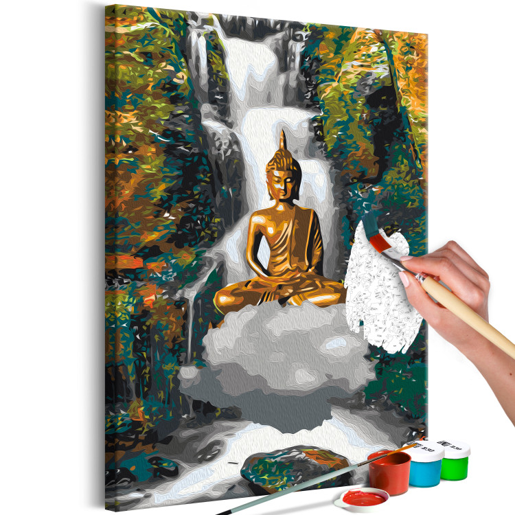 Tableau à peindre soi-même Levitating Buddha - Meditating Figure in Front of a Waterfall and a Forest 146537 additionalImage 7