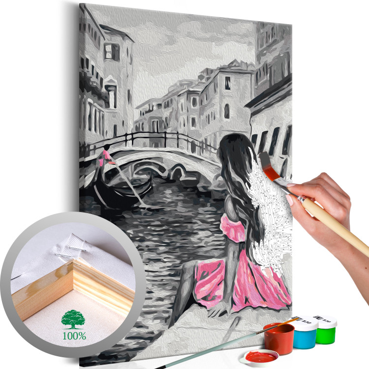 Peinture par numéros pour adultes Venise (fille habilliée d'une robe rose) 107157