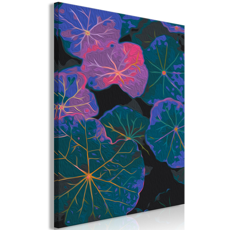 Tableau peinture par numéros Shaded Leaves - Plant of Green, Purple and Blue Colors 146208 additionalImage 6