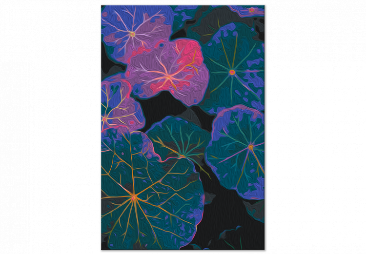 Tableau peinture par numéros Shaded Leaves - Plant of Green, Purple and Blue Colors 146208 additionalImage 3