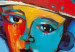 Tableau sur toile Portrait d'un garçon (1 pièce) - Visage coloré sur fond bleu 47008 additionalThumb 2