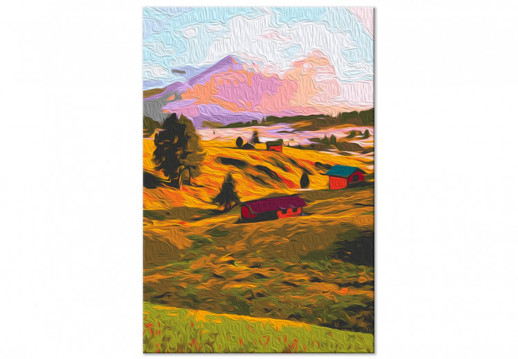 Tableau à peindre soi-même Autumn Village - Landscape of a Sunny Valley against a Pink Sky 146538 additionalImage 3
