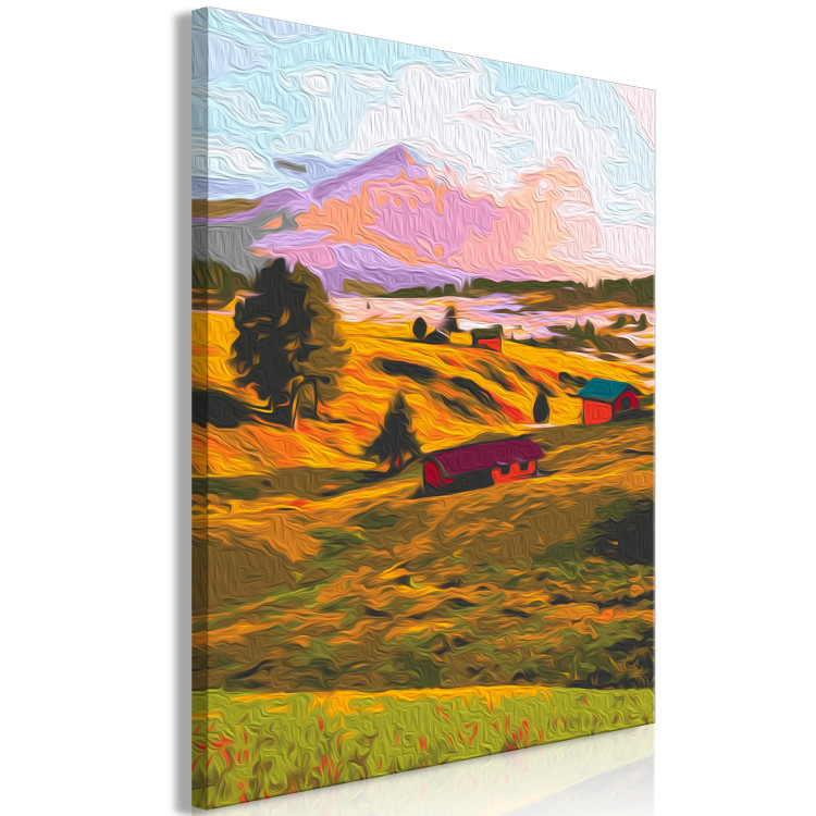Tableau à peindre soi-même Autumn Village - Landscape of a Sunny Valley against a Pink Sky 146538 additionalImage 7