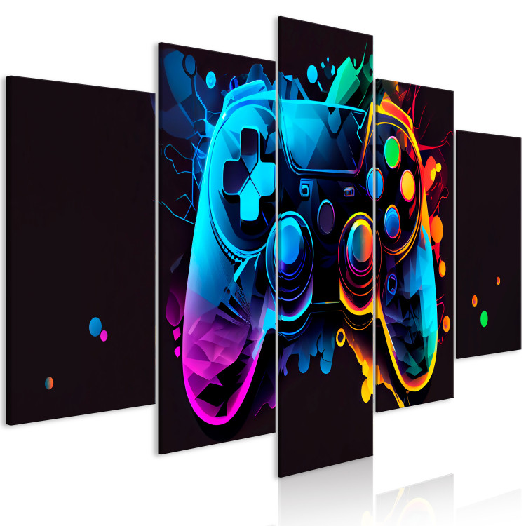 Tableau mural Colorful Controller - A Multi-Colored Gaming Design for the  Gamer's Room - Pour enfants - Tableaux