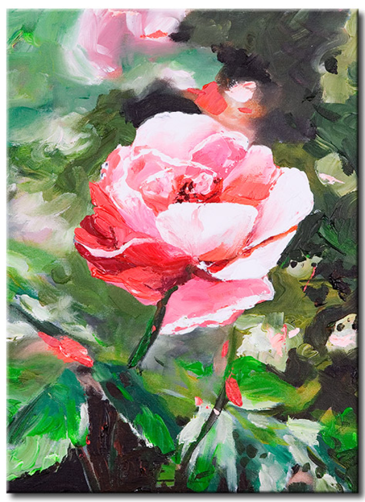 Cadre moderne Fleur rose épanouie (1 pièce) - Motif végétal avec