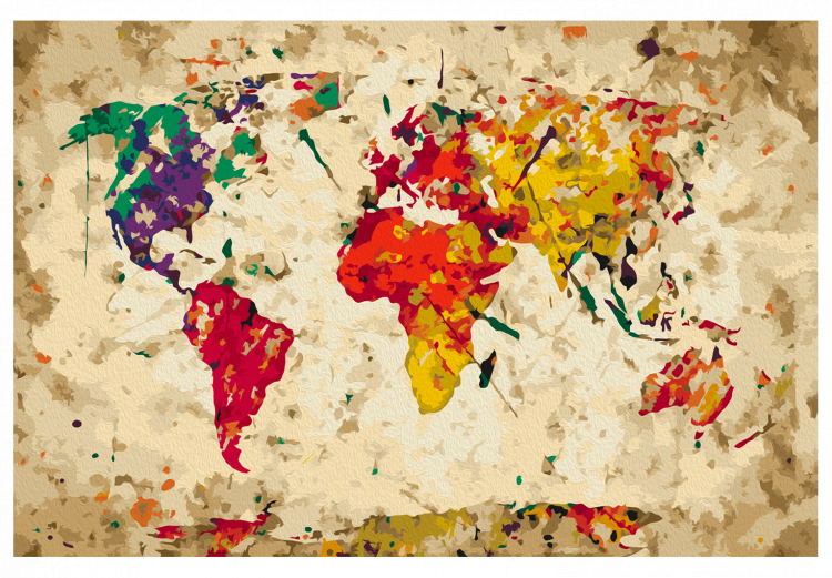 Tableau à peindre soi-même Carte du monde (taches colorée) 107498 additionalImage 6