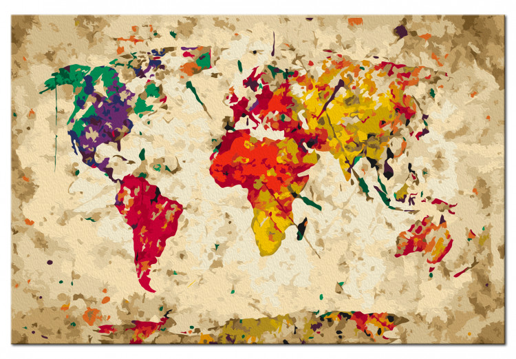 Tableau à peindre soi-même Carte du monde (taches colorée) 107498 additionalImage 5