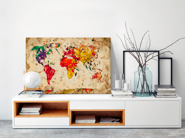 Tableau à peindre soi-même Carte du monde (taches colorée) 107498 additionalImage 2