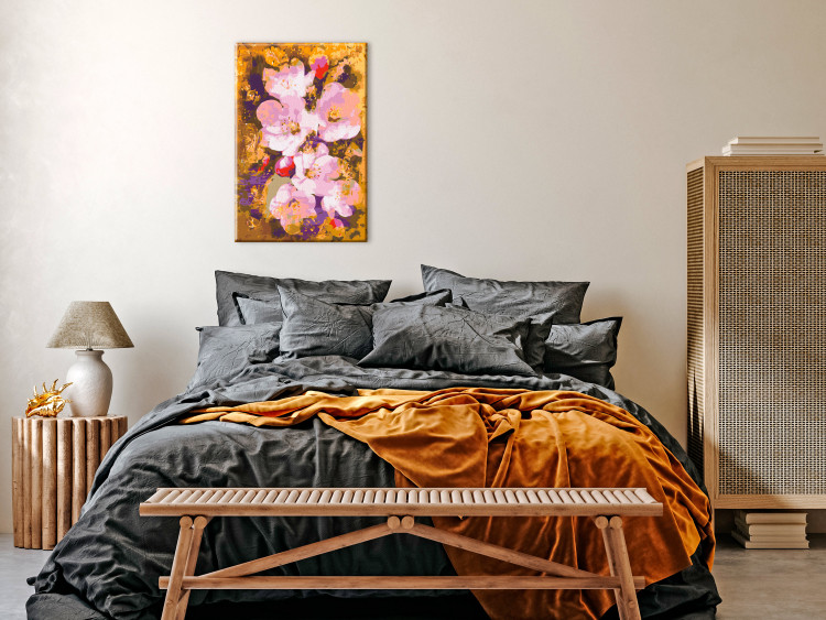 Peinture par numéros pour adultes Blooming Twig - Colorful Cherry Blossoms on a Golden Background 146198 additionalImage 2