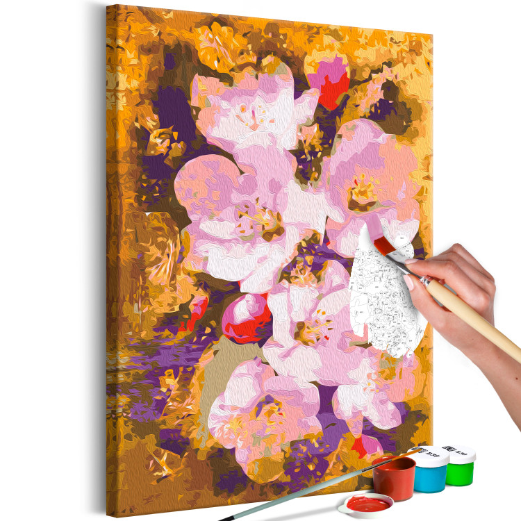 Peinture par numéros pour adultes Blooming Twig - Colorful Cherry Blossoms on a Golden Background 146198 additionalImage 7