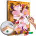 Peinture par numéros pour adultes Blooming Twig - Colorful Cherry Blossoms on a Golden Background 146198