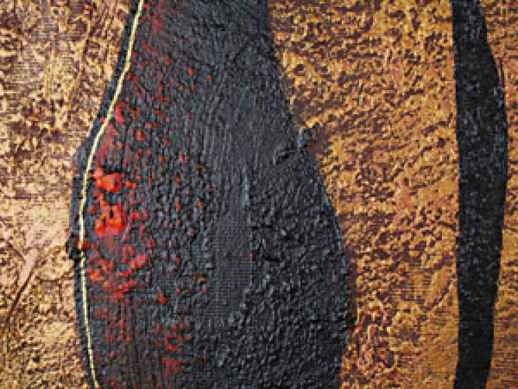 Tableau mural Rencontres en rouge et marron (4 pièces) - Abstraction 47298 additionalImage 3