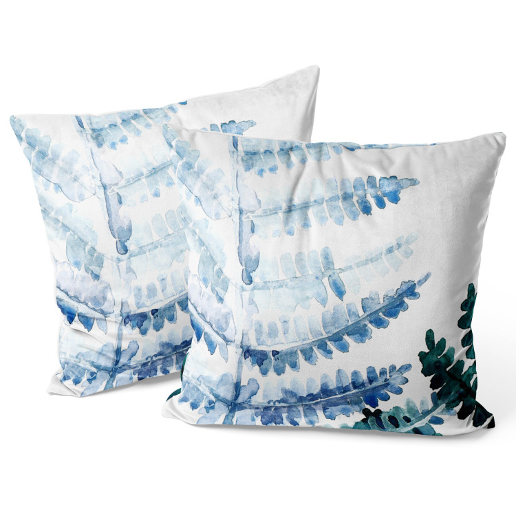 Coussin en velours Fern Leaf - Organic Composition With Blue Watercolor Plant 151329 additionalImage 2