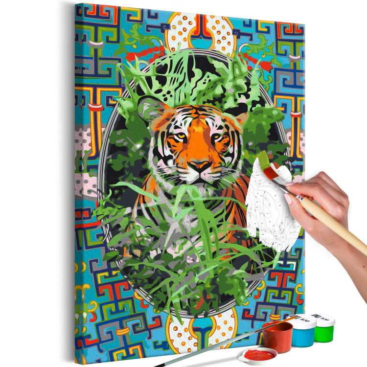 Kit de peinture Pensive Cat - Tiger among Grass and Abstract Colored Background 146549 additionalImage 7
