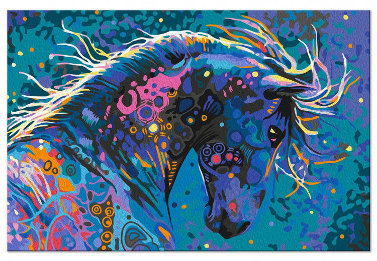 Tableau à peindre soi-même Starry Horse - Colorful Animal with Abstract Fur 144079 additionalImage 6
