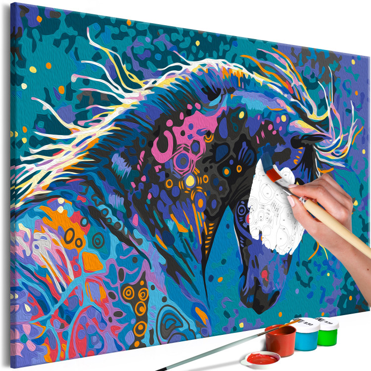 Tableau à peindre soi-même Starry Horse - Colorful Animal with Abstract Fur 144079 additionalImage 3