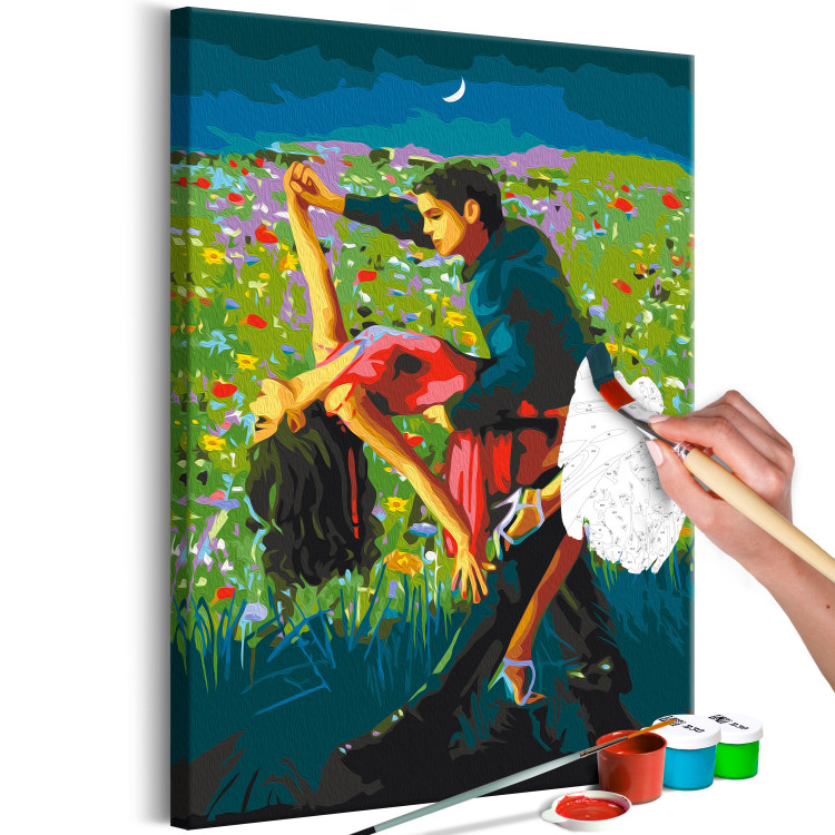 Tableau à peindre soi-même Tango in the Moonlight - A Dancing Couple in a Colorful Meadow 144089 additionalImage 3