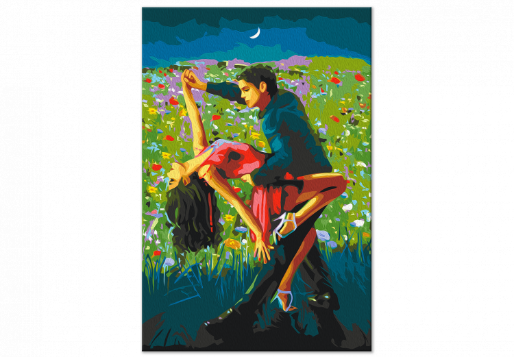 Tableau à peindre soi-même Tango in the Moonlight - A Dancing Couple in a Colorful Meadow 144089 additionalImage 4