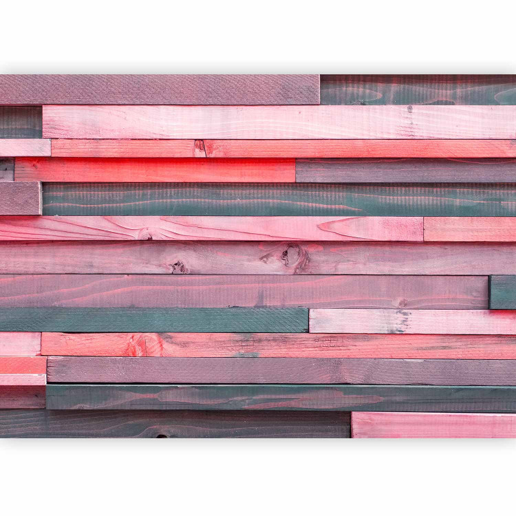 Papier peint original Le paradis rose en bois le motif des planches verticales imitant la